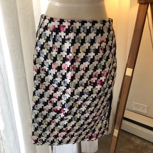 White black geometric pencil skirt multi